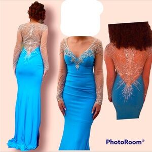 Blue & And REAL Silver XCite Branded Formal Prom Dress